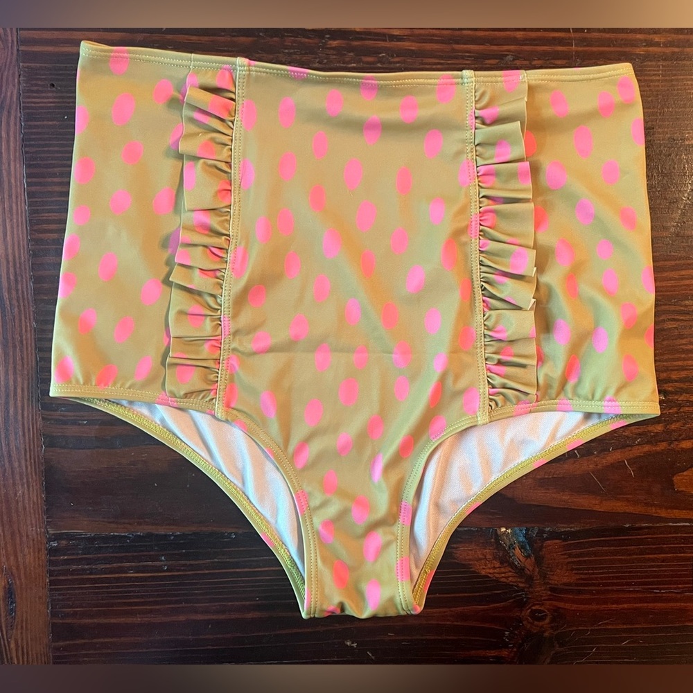 Kortni Jean lime pink dots ruffle down front bottoms